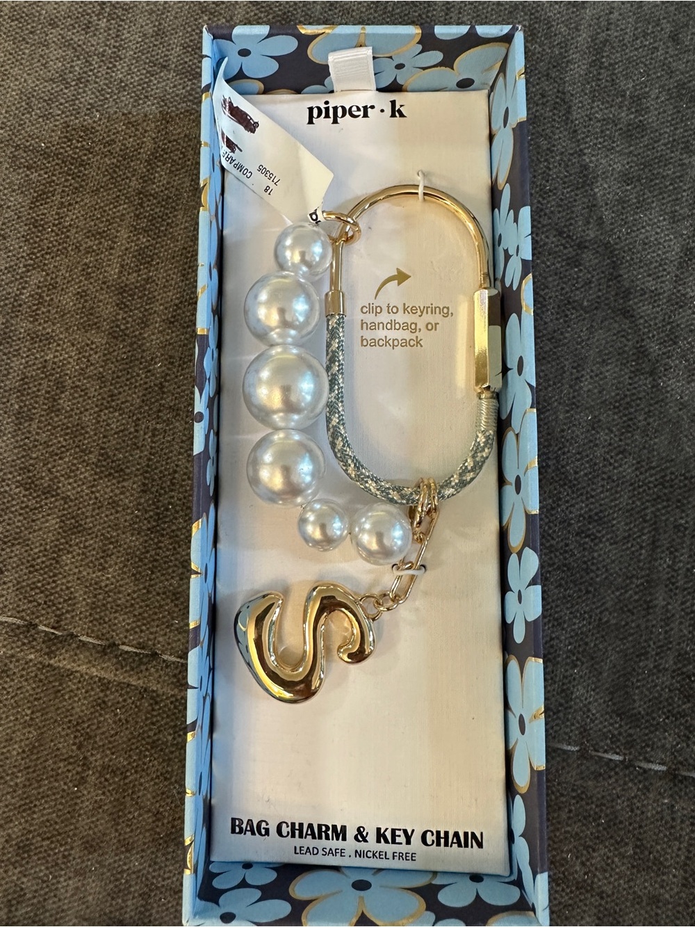 Gold/ Pearl Bag Charm & Key Chain